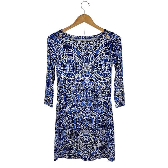 Lilly Pulitzer Sophie Dress in Indigo Home Slice - Picture 1 of 7